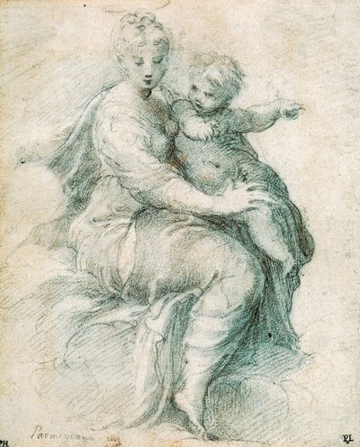 Madonna og barn på skyene, c1525. av Parmigianino