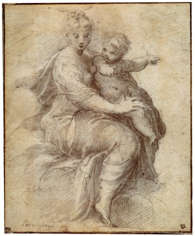 Madonna og barn på skyene, c1525 av Parmigianino
