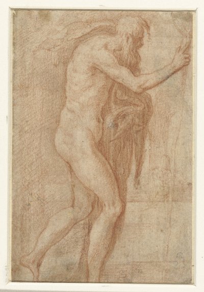 Mann løfter fingeren i advarsel av Parmigianino