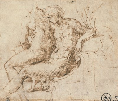 To elskere sitter på en sofa av Parmigianino