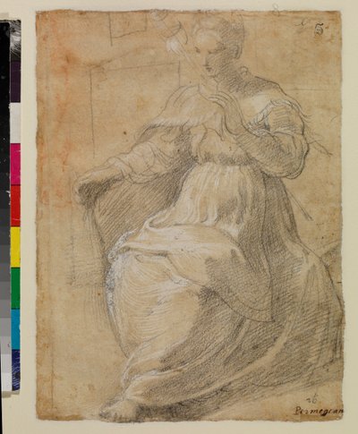 Kvinne holder en distaff av Parmigianino