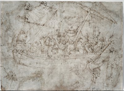 To tegninger av skip verso, 1410-tallet. av Parri Spinelli