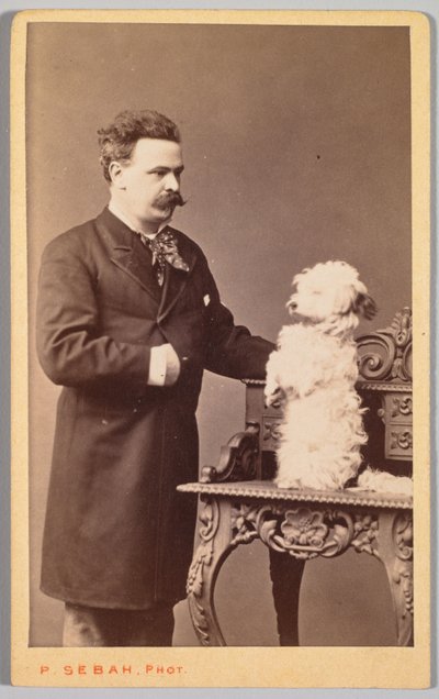 Portrett av en mann og hunden hans, ca. 1880. av Pascal Sébah