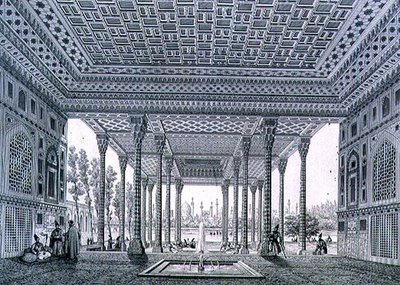 Innvendig utsikt over Pavilion of Mirrors, Isfahan, plate 35 fra 