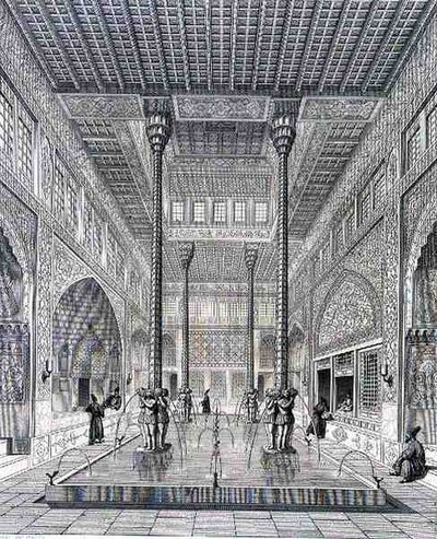 Interiør i Chahar Bagh-palasset, i Isfahan, fra 