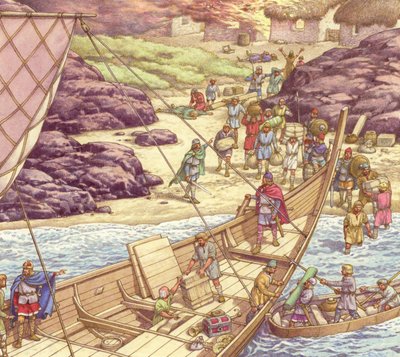 Ein Wikingerüberfall von Pat (1907-95) Nicolle