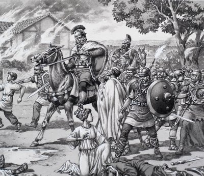 Barbarenangriff auf die römisch-britischen von Pat (1907-95) Nicolle