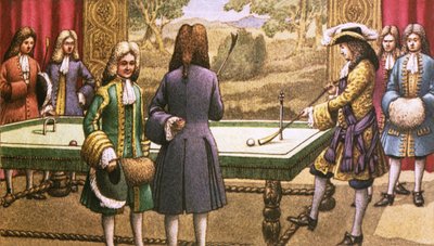 Billard, gespielt von Ludwig XIV. in Versailles von Pat (1907-95) Nicolle