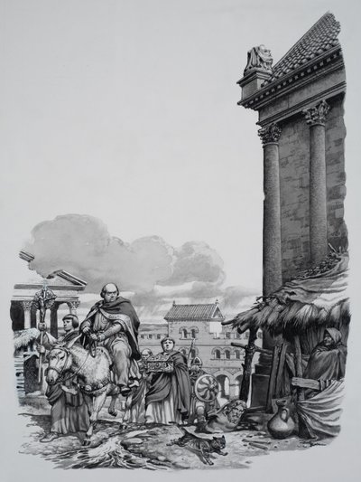 Bischof Mellitus (gest. 624) kommt in London an von Pat (1907-95) Nicolle