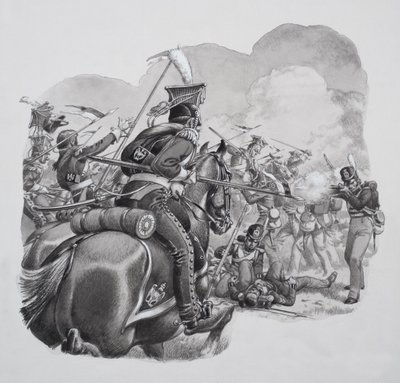 Lett kavaleri (gouache på papir) av Pat (1907-95) Nicolle