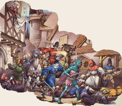 Mord an Ludwig (1372-1407), Herzog von Orléans während des Hundertjährigen Krieges von Pat (1907-95) Nicolle