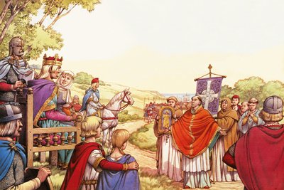 Der heilige Augustinus kommt in England an von Pat (1907-95) Nicolle