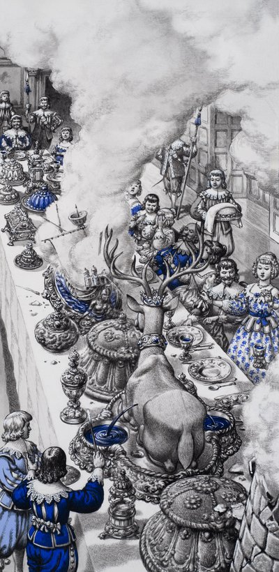 Festmahl des siebzehnten Jahrhunderts von Pat (1907-95) Nicolle