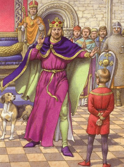 Ein junger Junge wurde beauftragt, König Heinrich zu sagen, dass sein Sohn tot sei von Pat (1907-95) Nicolle