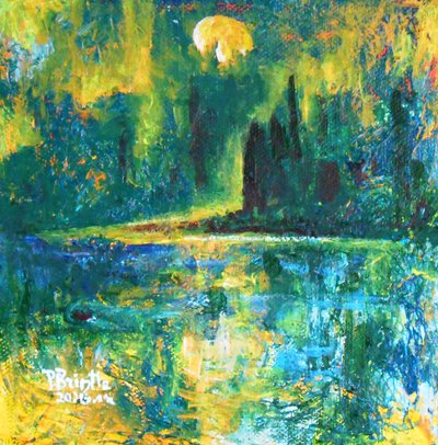 Around the bend, 2016 (akryl på lerret) av Patricia Brintle
