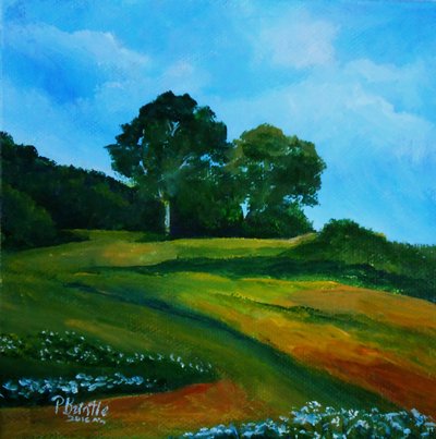 Bleuets vers Thiotte, 2016 (akryl på lerret) av Patricia Brintle