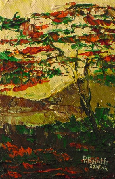 Flamboyant en fleur, 2014 (akryl på lerret) av Patricia Brintle