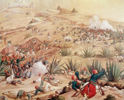 Mexico-ekspedisjonen: "" Slaget ved Puebla den 5/05/1862 rundt byen Puebla de los Angeles, mellom de meksikanske hærene, ledet av Ignacio Zaragoza, og de fra det andre franske imperiet, ledet av Charles Ferdinand Latrille, greve av Lorencez" (Slaget av Patricio Ramos Ortega