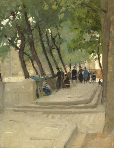 Bokmarkedet på venstre bredd, Paris, ca. 1900 av Patrick William Adam