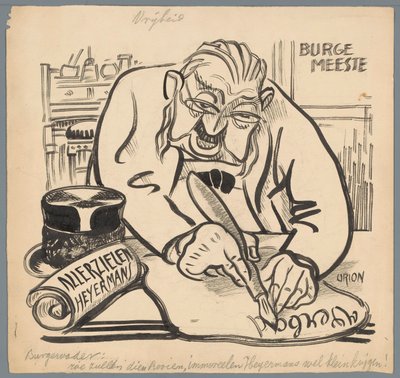 Ordfører forbyr Heijermans allesjelers dag Frihet (tittel på objekt) av Patricq Kroon (signed by artist)