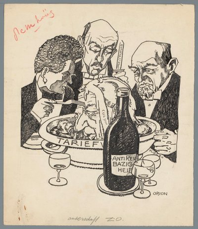 Colijn og tariffloven Kalvehodet (tittel på objekt) av Patricq Kroon (signed by artist)
