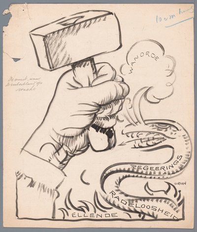 Knyttneven Tyskland venter på (tittel på objekt) av Patricq Kroon (signed by artist)
