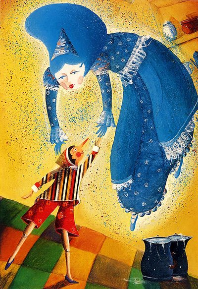 Pinocchio, 2021 (akryl på papir) av Patrizia La Porta