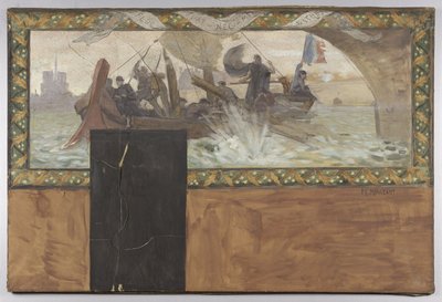 Skizze für das Kabinett des Präfekten des Hôtel de Ville de Paris: Fluctuat Nec Mergitur von Paul-Emile Mangeant