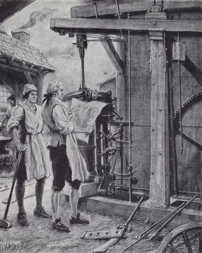 James Watt på jobb på dampmaskinen av Paul (after) Hardy
