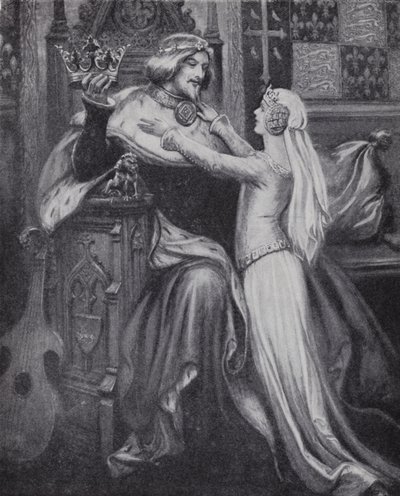 Kong Richard II med den unge Isabella av Valois (litho) av Paul (after) Hardy