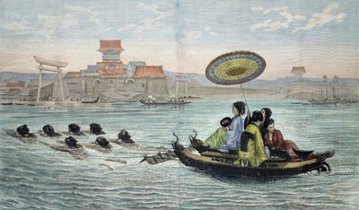 Den japanske barken (farget litho) av Paul (after) Lenoir