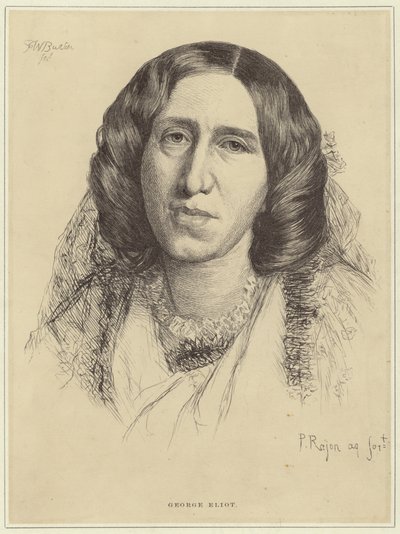 Portrett av George Eliot av Paul Adolphe Rajon