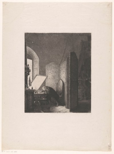 Rembrandt etser i hans studio Rembrandt dans son atelier av Paul Adolphe Rajon