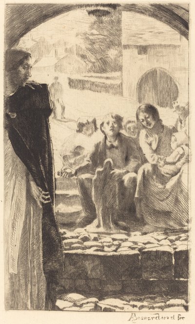 Pierre kopierer jomfruen fra portalen til kirken Marly Pierre Copie la Vierge..., 1885. av Paul Albert Besnard