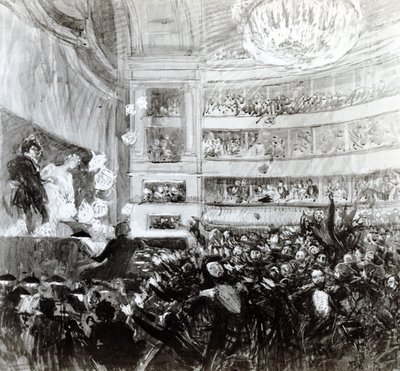 Slaget ved Hernani ved Comedie Francaise 25. februar 1830, 1909 av Paul Albert Besnard