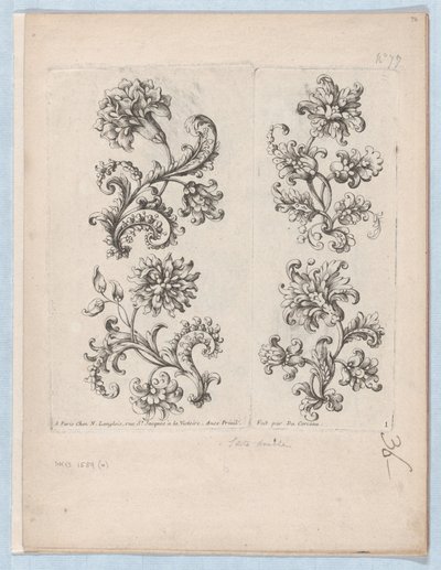 Serie med små blomstermotiver, Plate 1, ca. 1670-85., ca. 1670-85. av Paul Androuet Du Cerceau