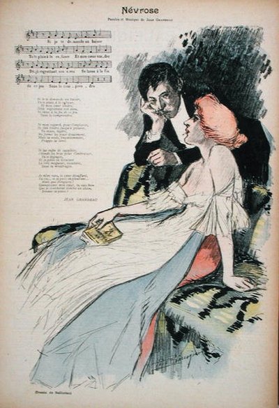 Neurosis, illustrasjon til et dikt av Jean Grandeau, ca. 1896 (farge litho) av Paul Balluriau