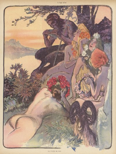 The Golden Age: the Pipes of Pan (farge litho) av Paul Balluriau