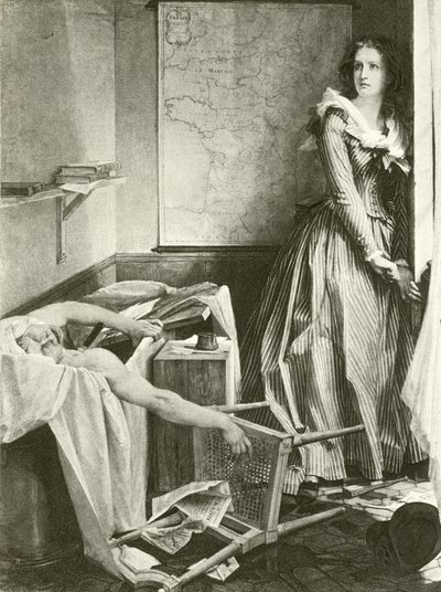 Charlotte Corday og Marat (gravyr) av Paul Baudry