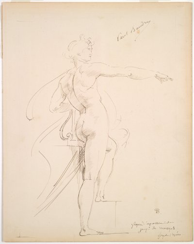 Studie av Apollo for Marsyas recto, Face in Profile verso, slutten av 1860-tallet. av Paul Baudry