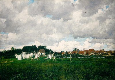 Mecklenburg, Landskap med den lille byen Schwann på Warnow av Paul Baum