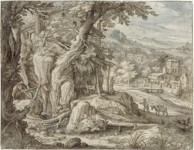 Mølle på en klippe ved en kløft av Paul Bril