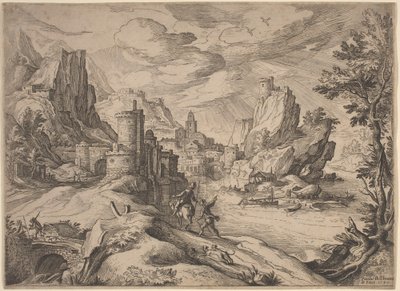 Elvelandskap med reisende av Paul Bril