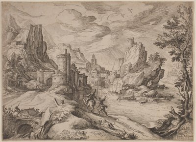 Elvelandskap med reisende av Paul Bril