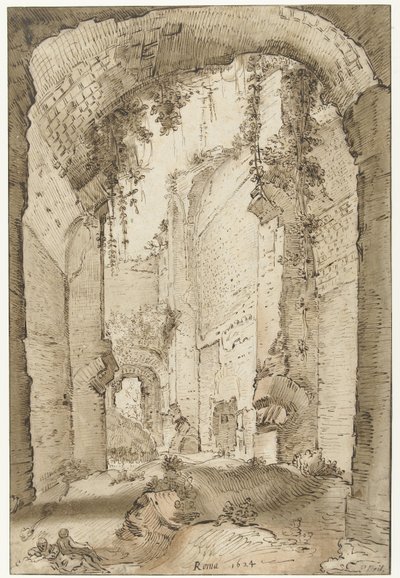Ruinene av palasset til Septimus Severus på Palatinerhøyden av Paul Bril