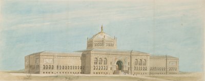 Verdens Columbian Exposition Fine Arts Museum, Chicago, Illinois, Perspective, ca. 1890-1891. av Paul C. Lautrup