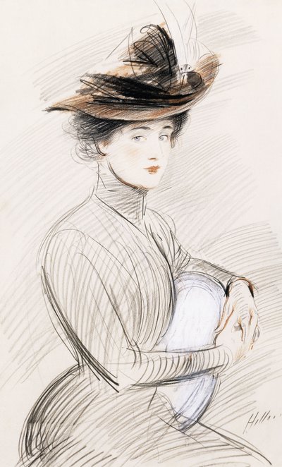 En elegant dame, av Paul Cesar Helleu