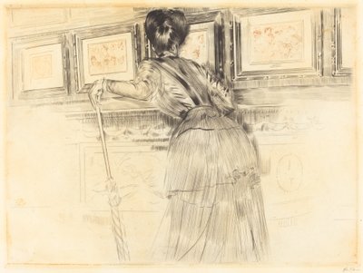 Foran Watteaus i Louvre av Paul Cesar Helleu