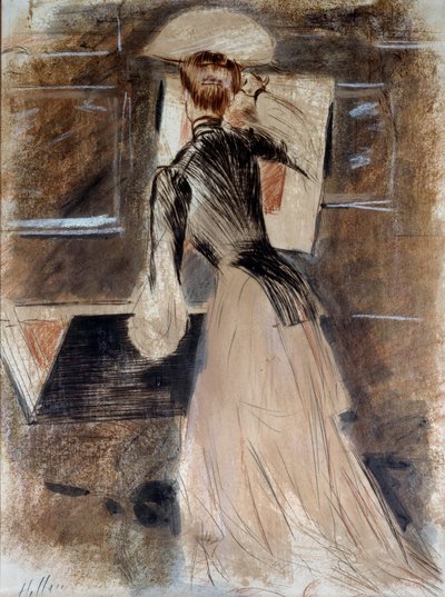 Portrett i full lengde av Madeleine Carlier. Paul Helleu (1859-1927), 1900-tallet. Bayonne, Bonnat-museet av Paul Cesar Helleu