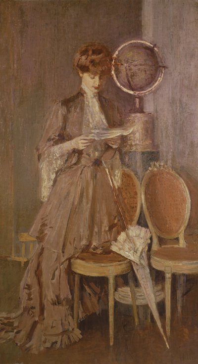 Portrett av fru Helleu som leser et brev av Paul Cesar Helleu